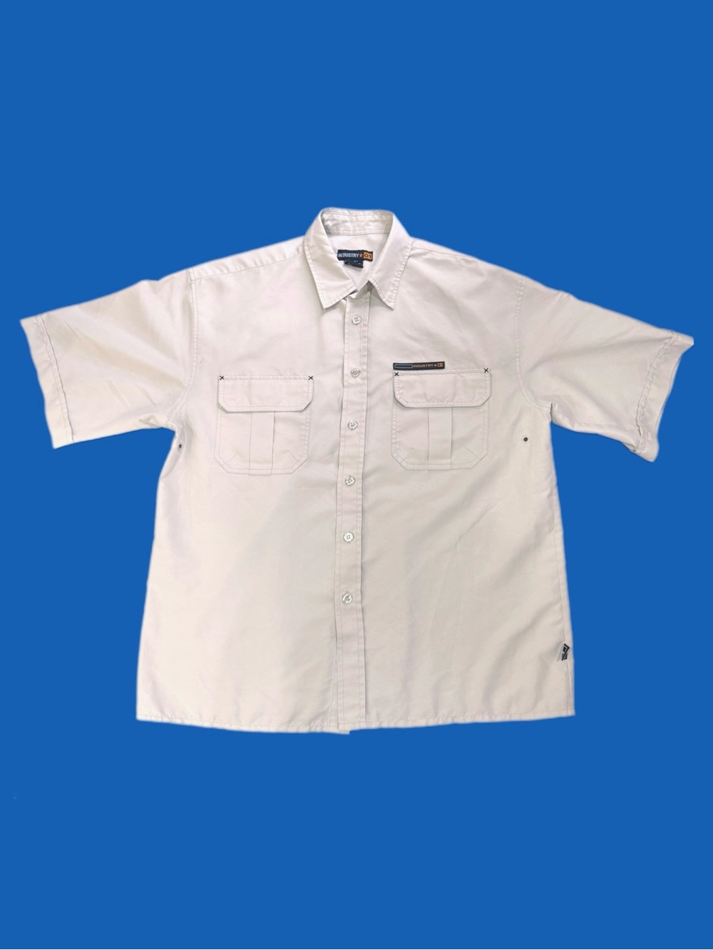 Y2K Industry 01 Utility Short Sleeve Button Down Skater Light Khaki Medium